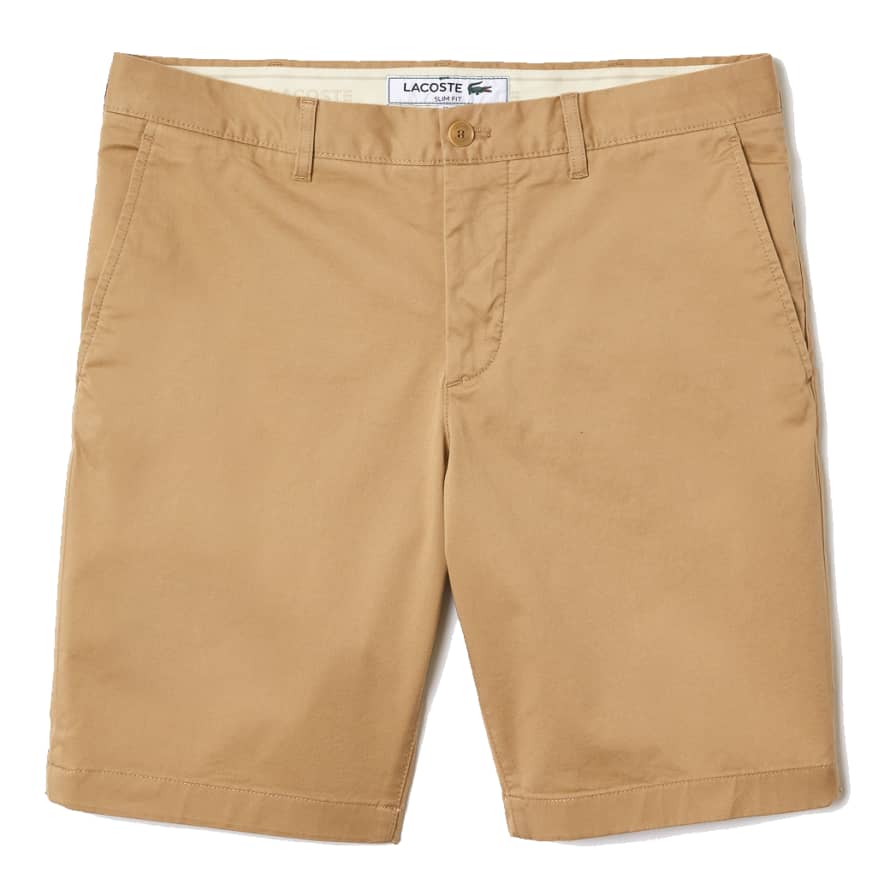 Lacoste Slim Fit Stretch Cotton Bermuda Shorts Beige