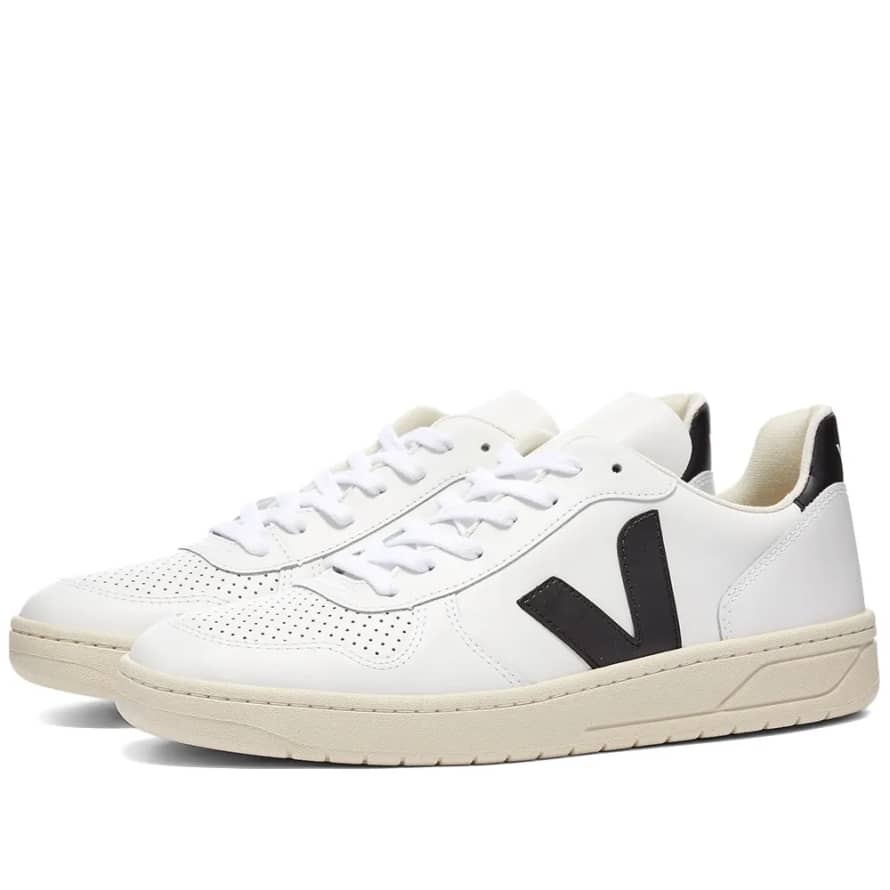 Veja V-10 Leather Basketball Sneaker White & Black