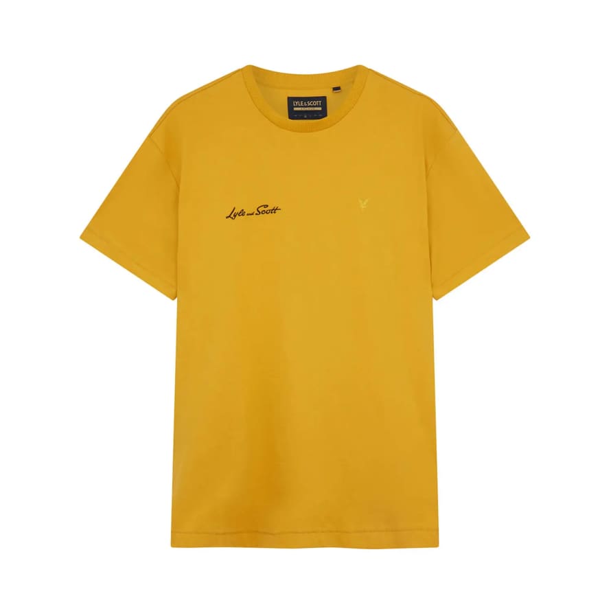 Lyle and Scott Archive Embroidered Letter T-shirt Amber
