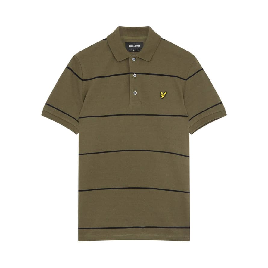 Lyle and Scott Wide Stripe Polo Shirt Olive