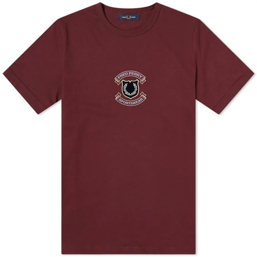 Fred Perry Authentic Embroidered Shield Tee Mahogany