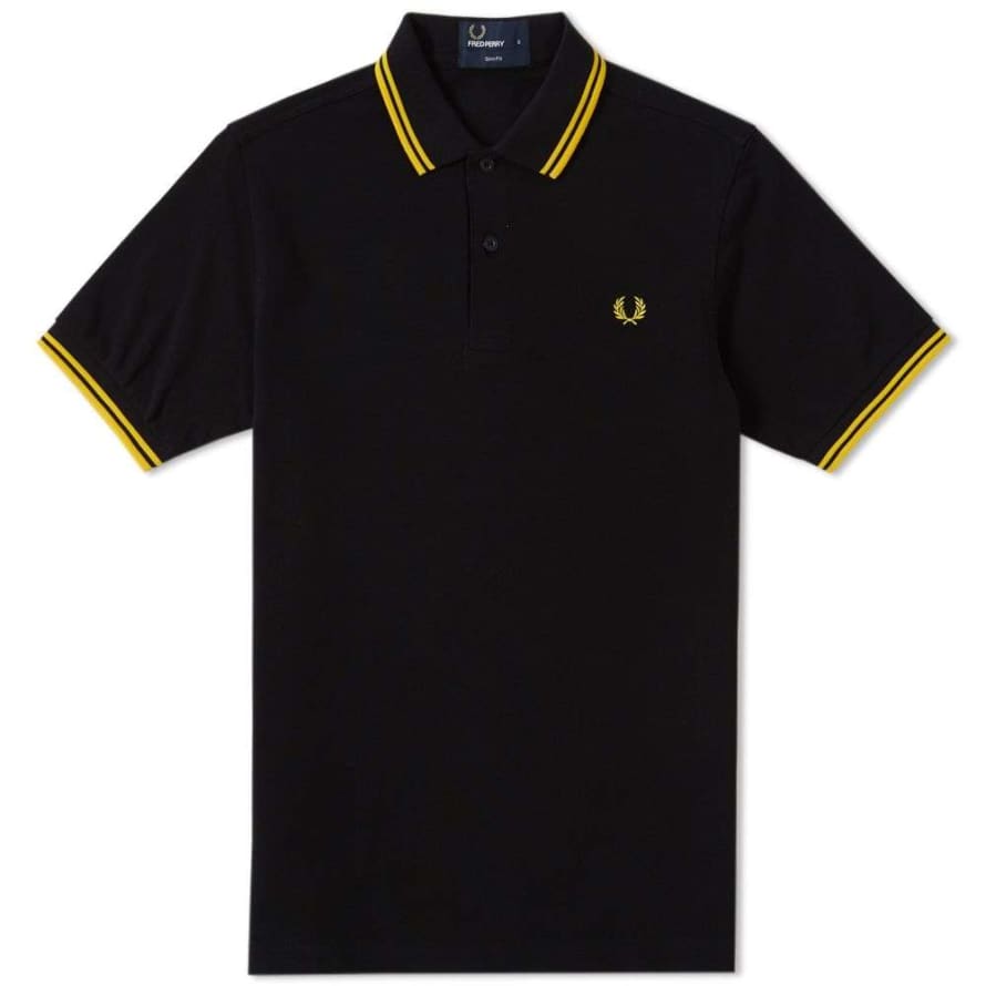 Fred Perry Fred Perry Slim Fit Twin Tipped Polo Black & Yellow