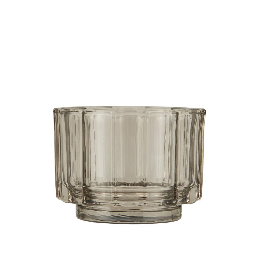Ib Laursen Set of 2 Valencia Wide Rib Tea-Light Candle Holder - Grey