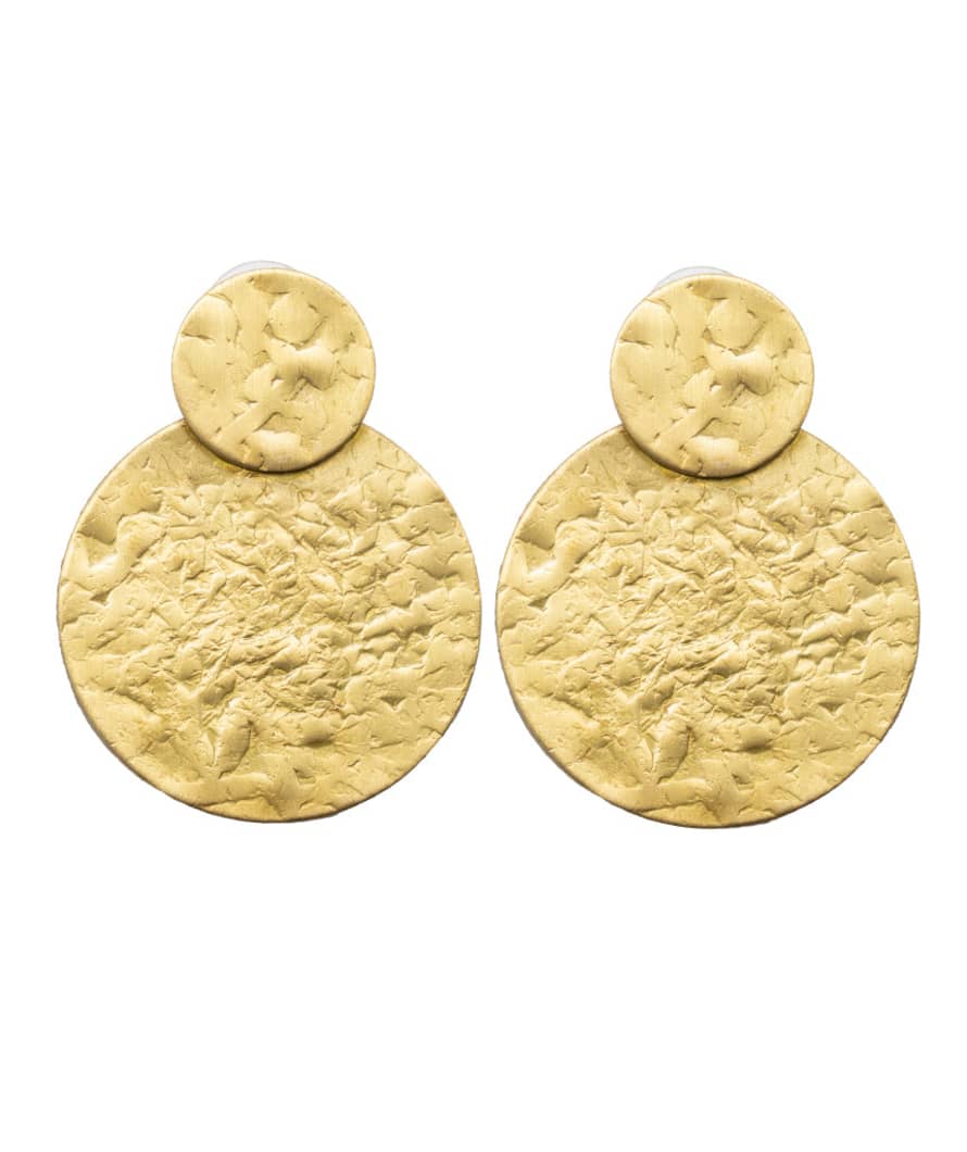 Urbiana Hammered Gold Statement Earrings