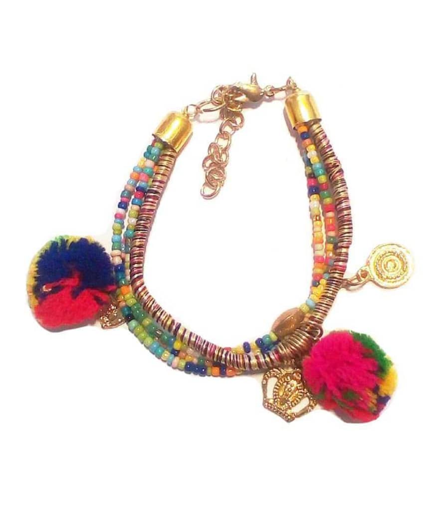Urbiana Multicolored Bracelet With Pompoms