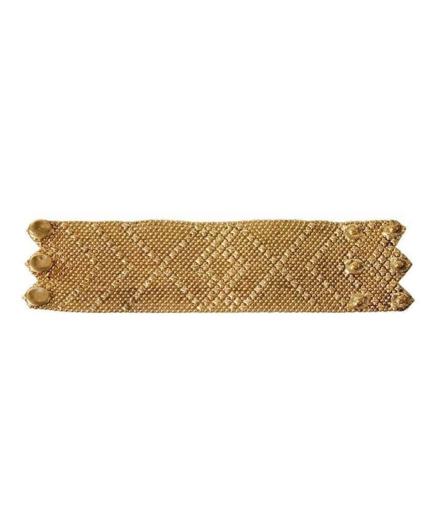 Urbiana Gold Chainmail Bracelet - Large - Three Popper