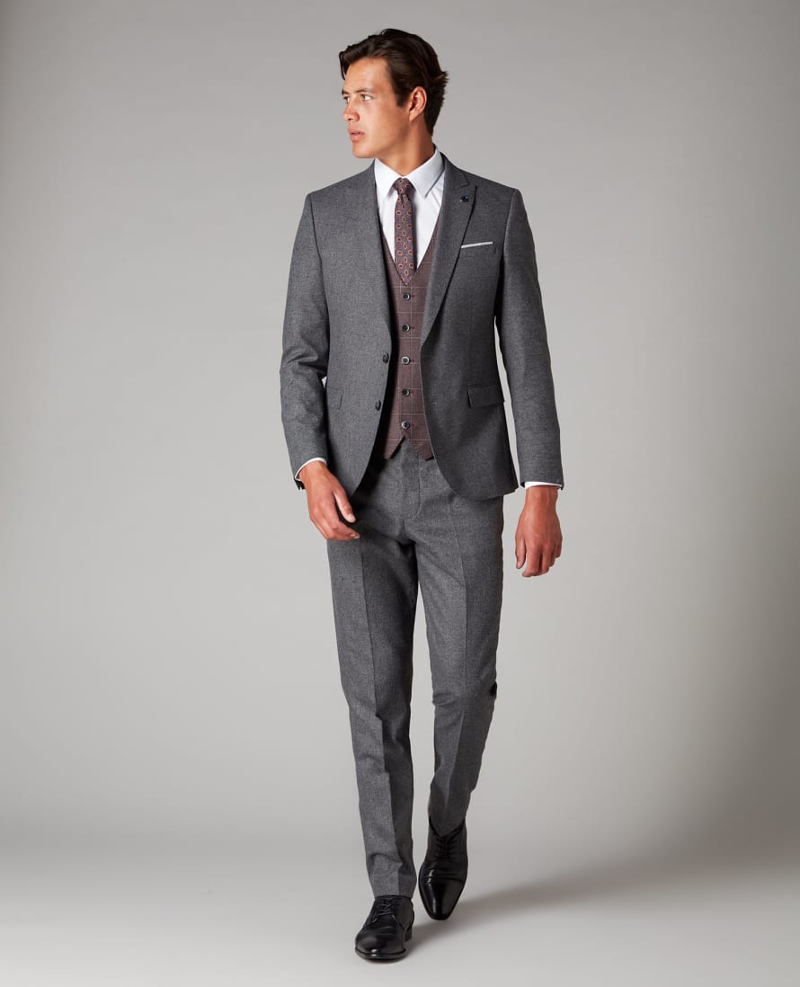 Trouva: Mario Charcoal Grey Textured Suit Jacket