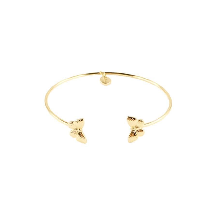 Fable England Gold Butterfly Brass Bangle