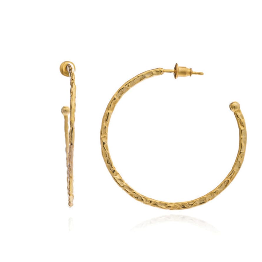 AZUNI LONDON Azuni Hammered Hoop Earring - Large (gold)