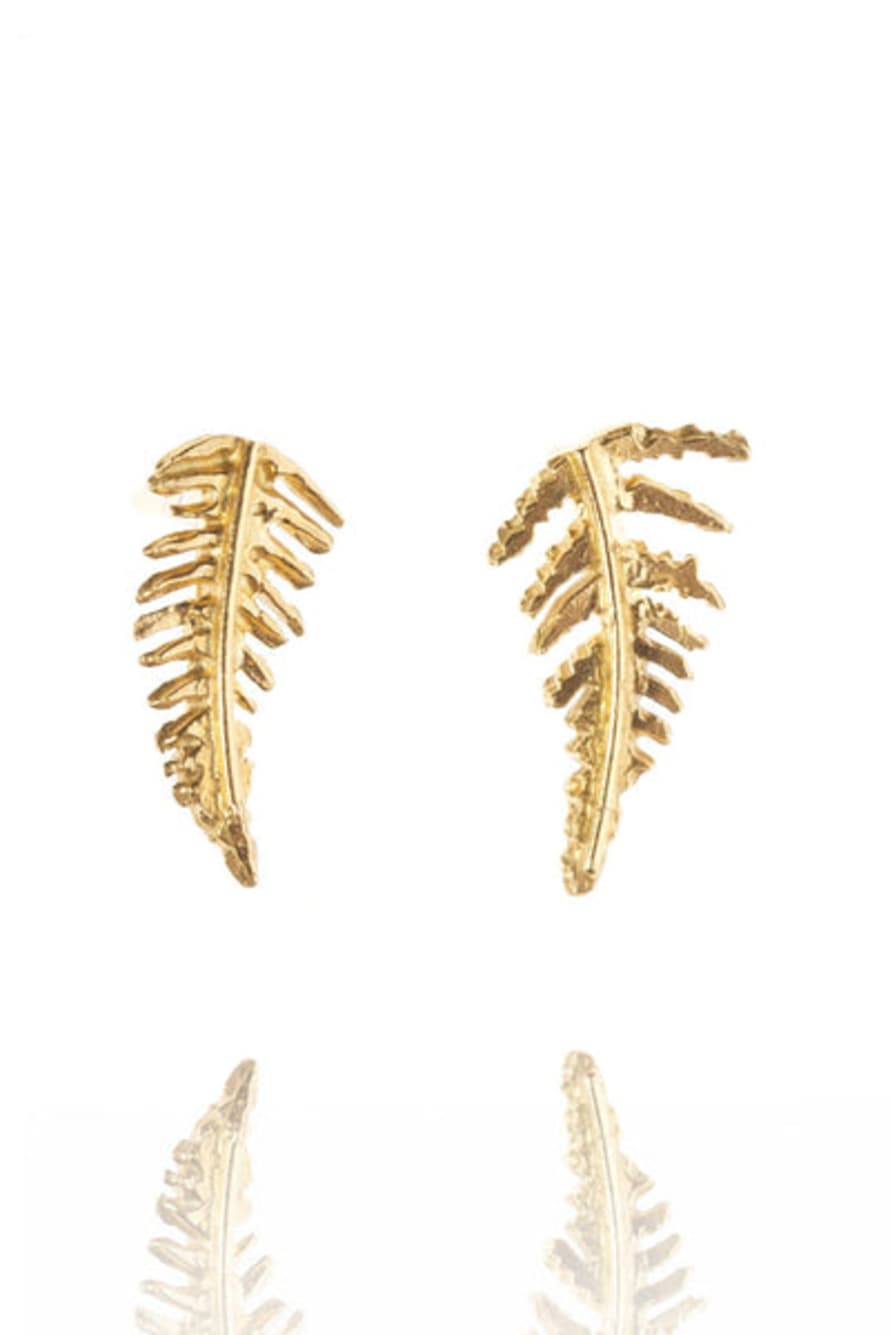 Amanda Coleman Amanda Coleman Handmade Botanical Fern Stud Earrings In Sterling Gold