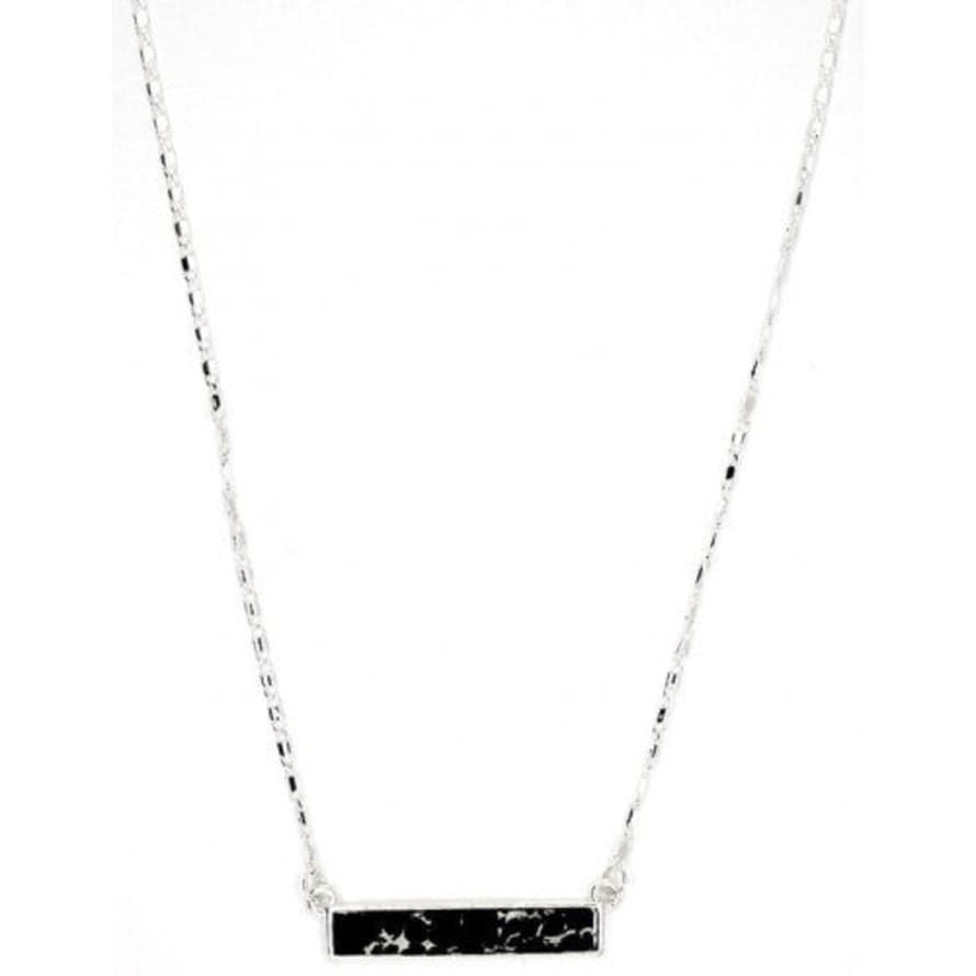 Lark London Lark Pendant Necklace With Black Stone - Silver