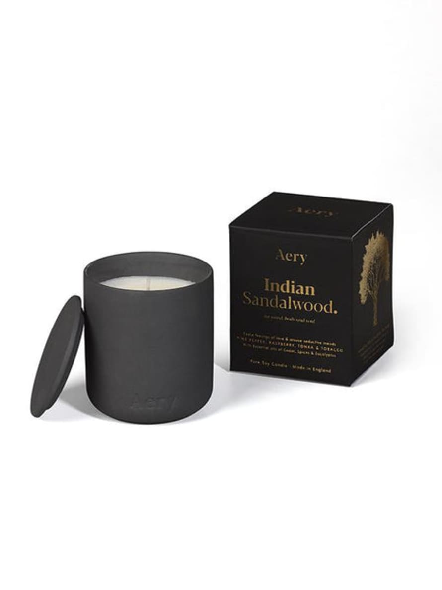 Aery Aery Indian Sandalwood Scented Candle - Black Clay Pot