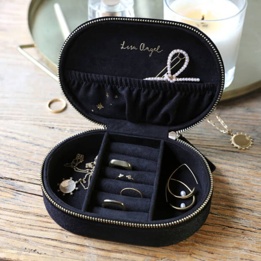 Trouva: Lisa Angel Starry Night Velvet Oval Jewellery Case In Black