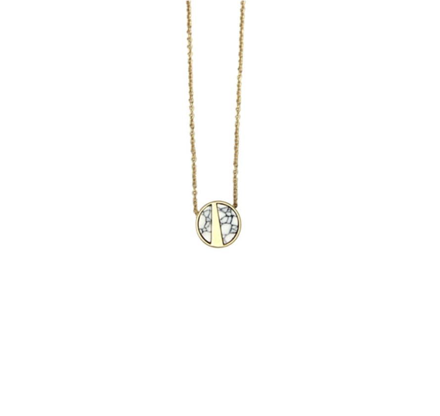 Lark London Lark Pendent Necklace With White Stone - Gold