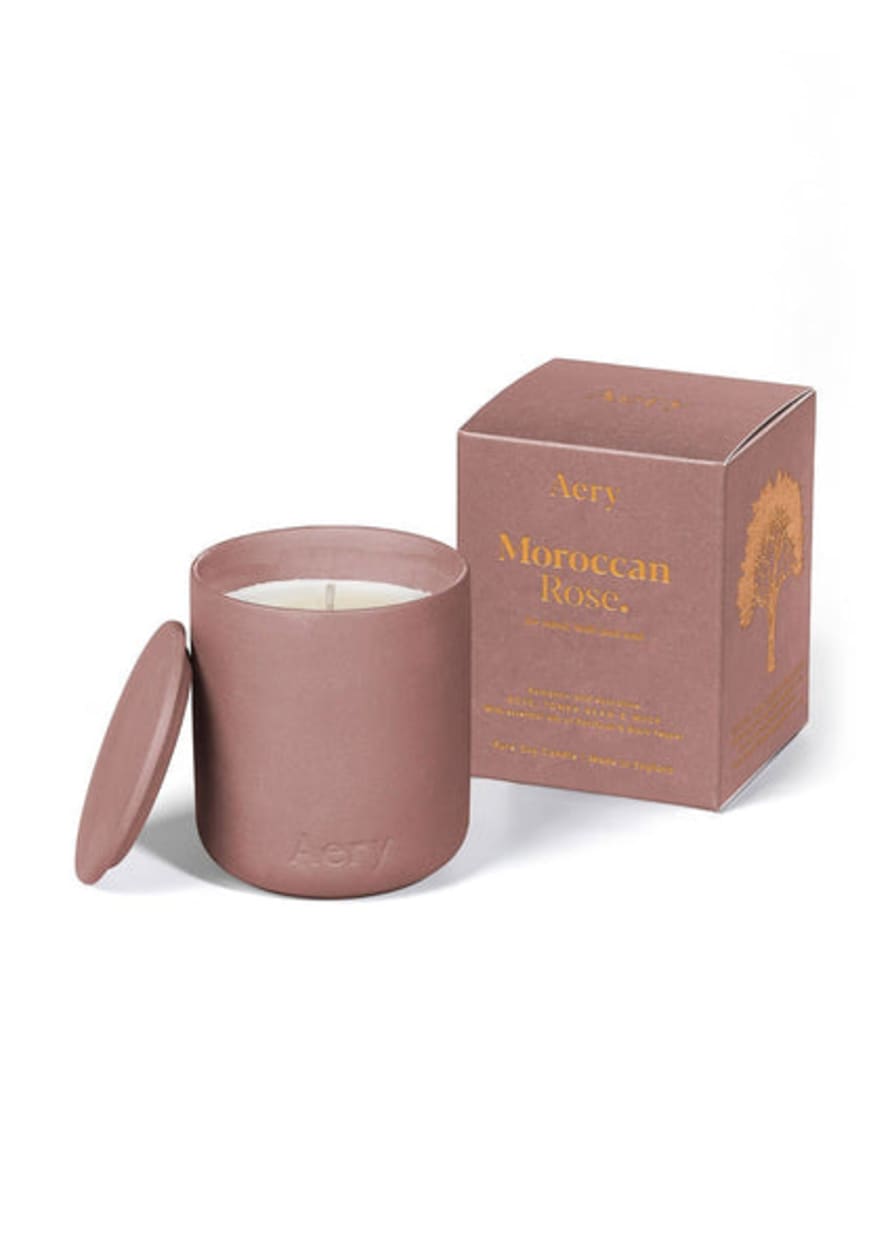 Aery Aery Moroccan Rose Scented Candle - Aubergine Clay