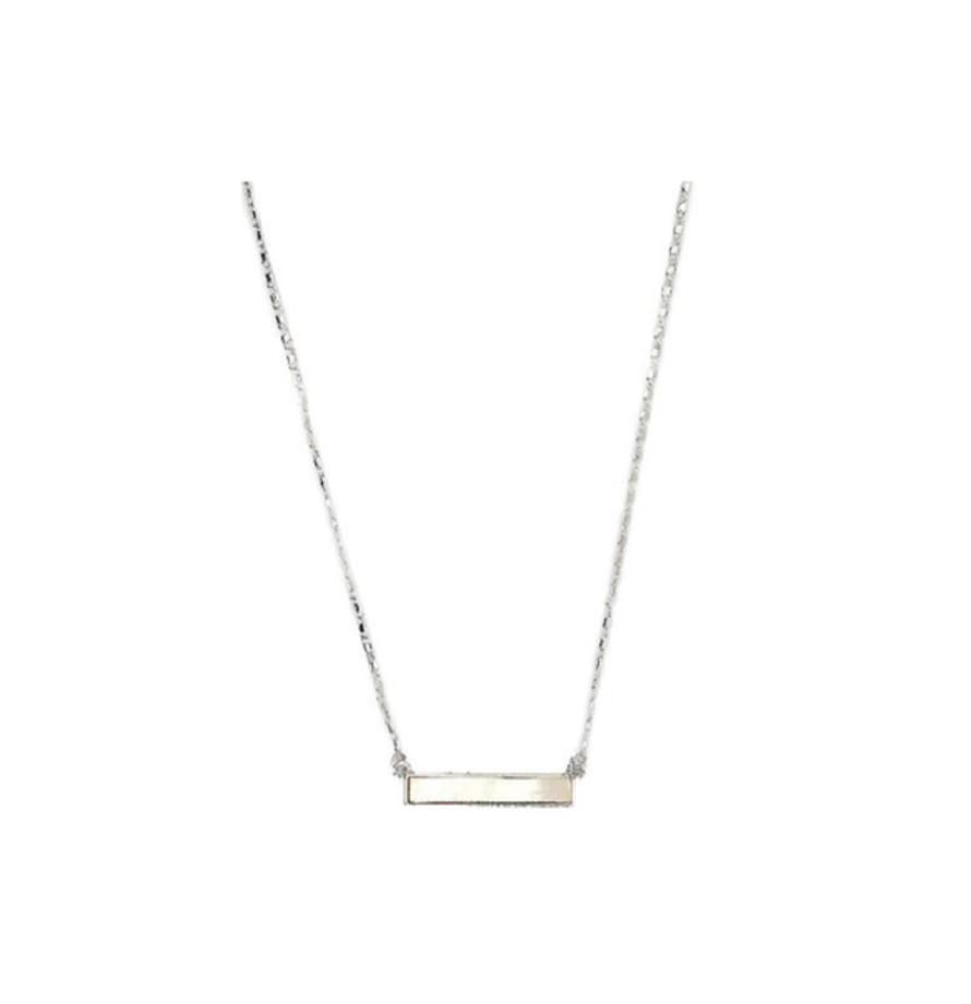 Lark London Lark Rectangle Necklace - Mother Of Pearl (silver)