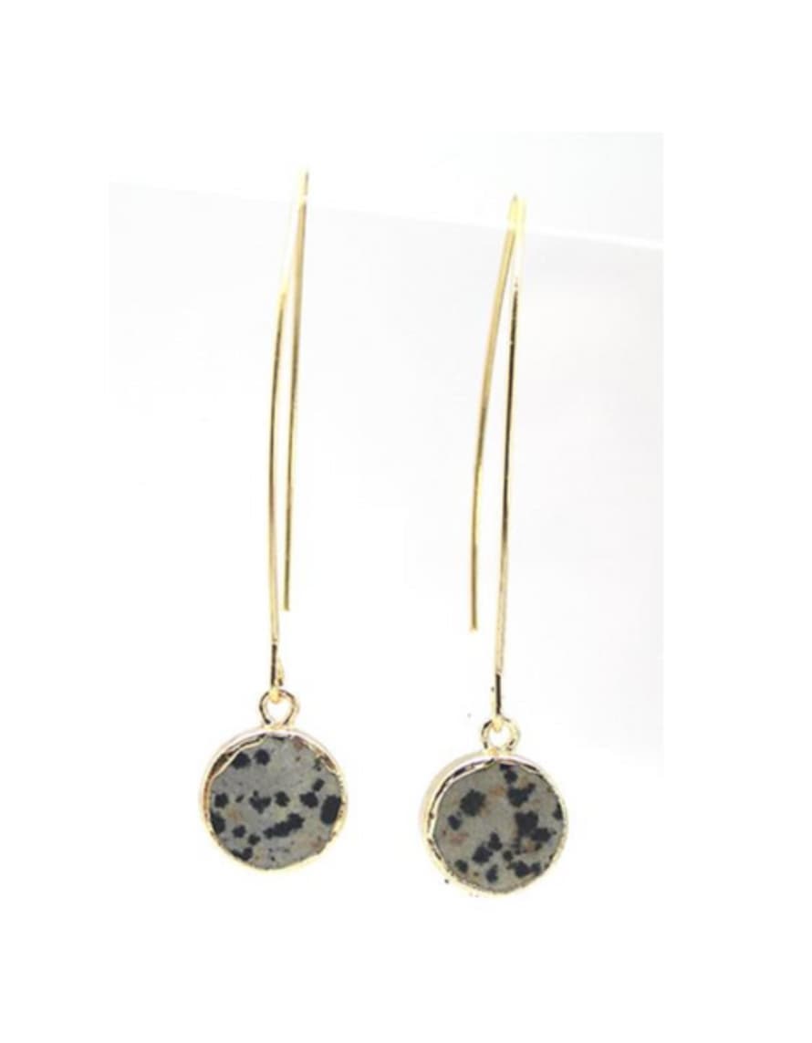 Lark London Circle Earrings - Dalmatian Jasper (Gold)