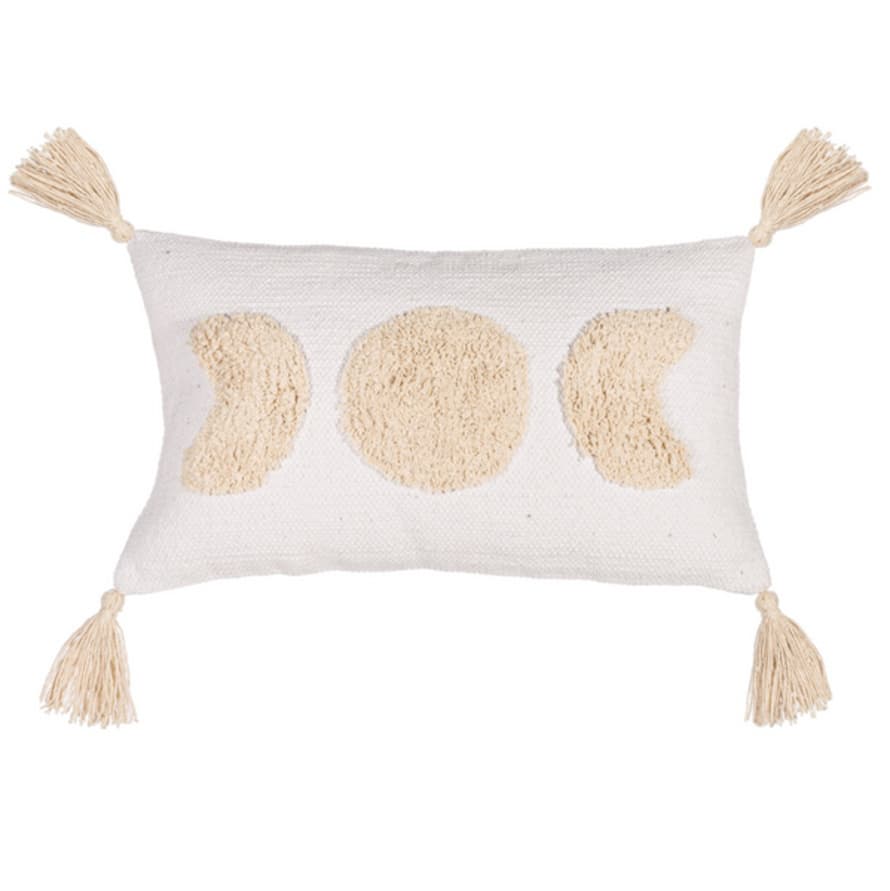 Sass & Belle  Moon Phases Tufted Cushion White