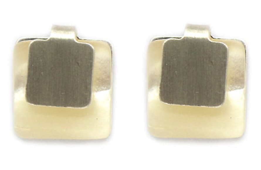 Lark London Abstract Square Mother Of Pearl Silver Studs