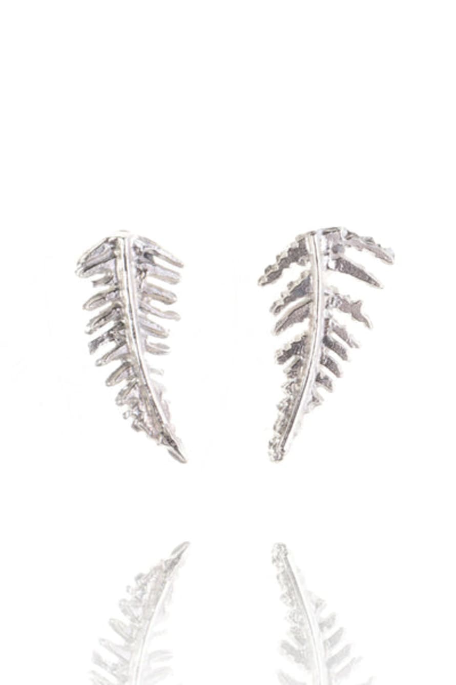 Amanda Coleman Amanda Coleman Botanical Fern Stud Earrings In Silver Sterling