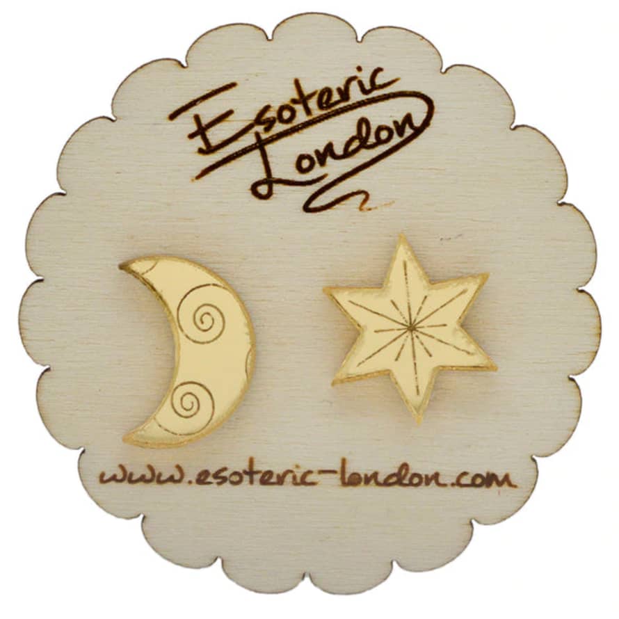 Esoteric London Esoteric London Star And Moon Mirrored Stud Earrings