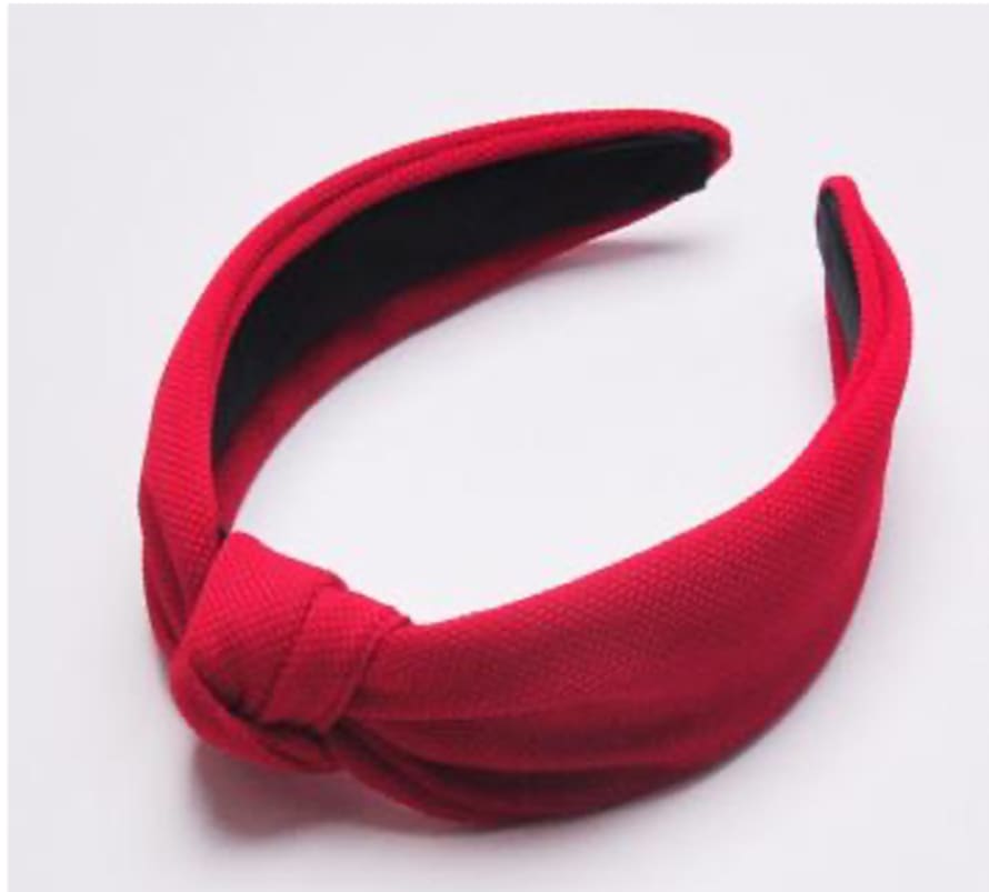 Lark London Knotted Cotton Headband Red