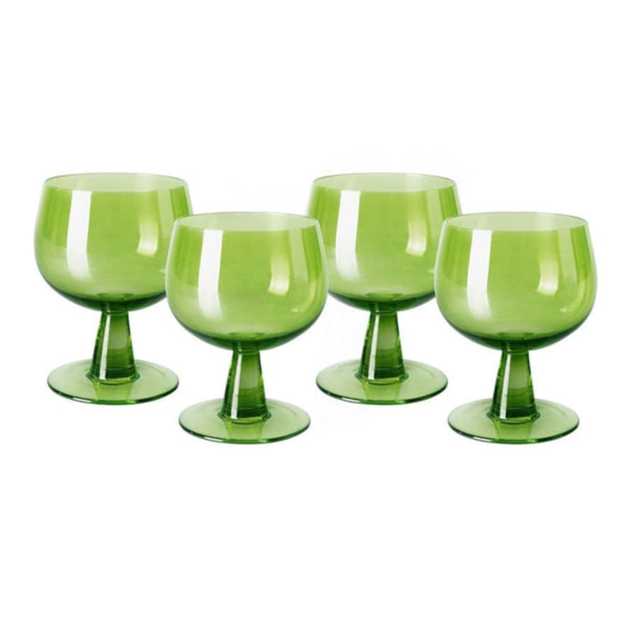 HK Living Wine Glasses Low | Lime Green | Set of 4