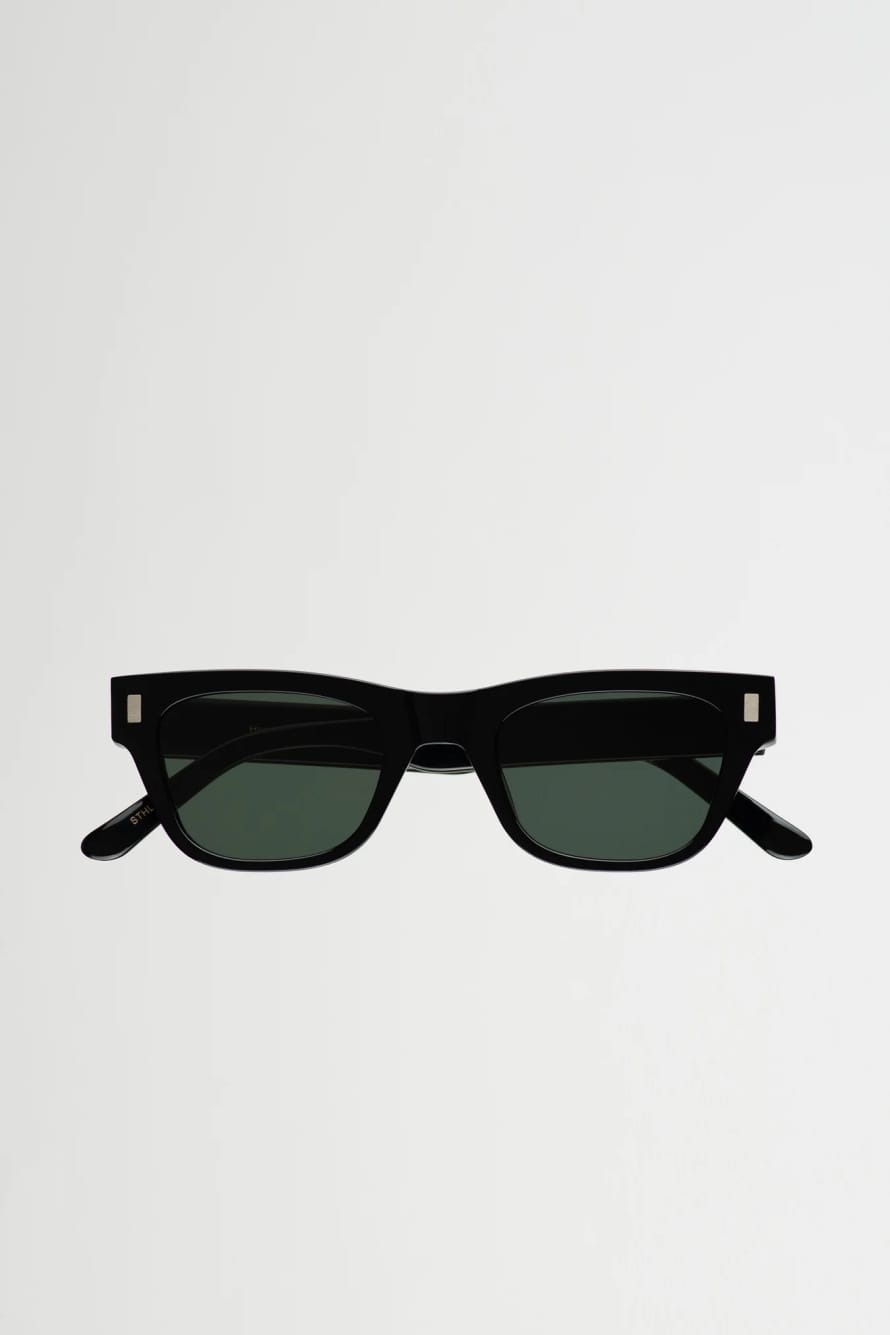 Monokel Eyewear Aki Black - Green Solid Lens Sunglasses