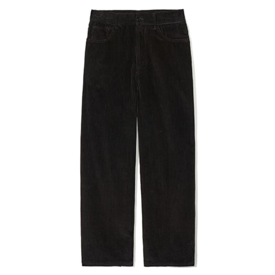 Partimento Corduroy Folding Wide Straight Pants in Charcoal