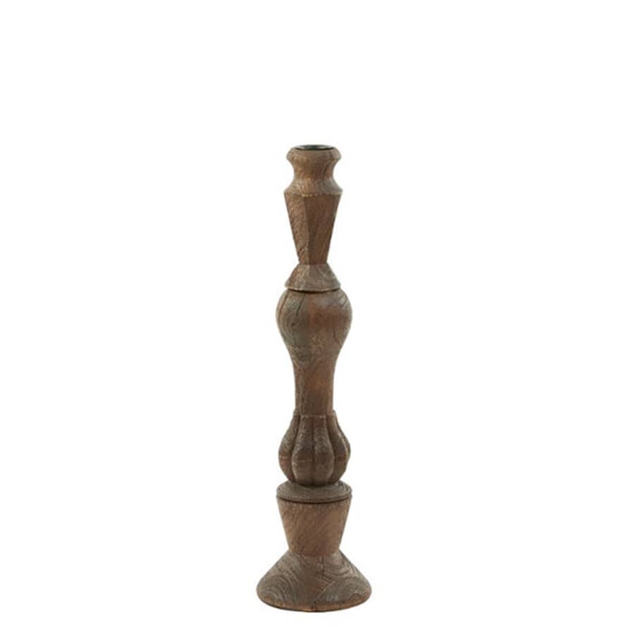 Light & Living 'tavola' Turned Wooden Candle Stick, Medium