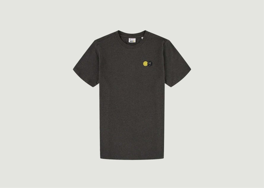 Knowledge Cotton Apparel  Smiley Embroidery T-shirt