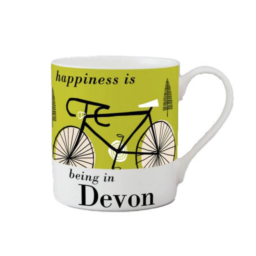 Repeat Repeat Happiness Devon Bike Bone China Mug Green