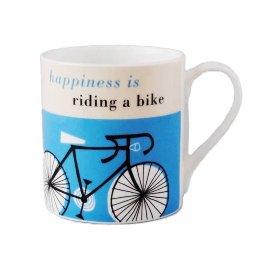 Repeat Repeat Happiness Bike Bone China Mug Blue