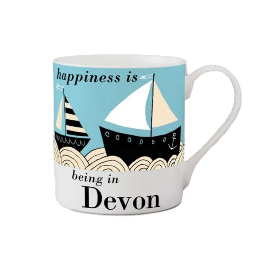 Repeat Repeat Happiness Devon Boat Mug Blue
