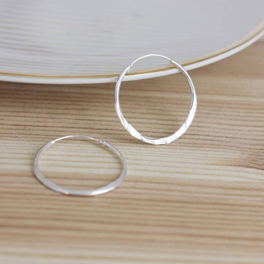 Fawn & Rose Sterling Silver Half Hammered Hoops Small