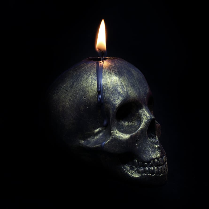 The Blackened Teeth Gold Edition Skull Candle