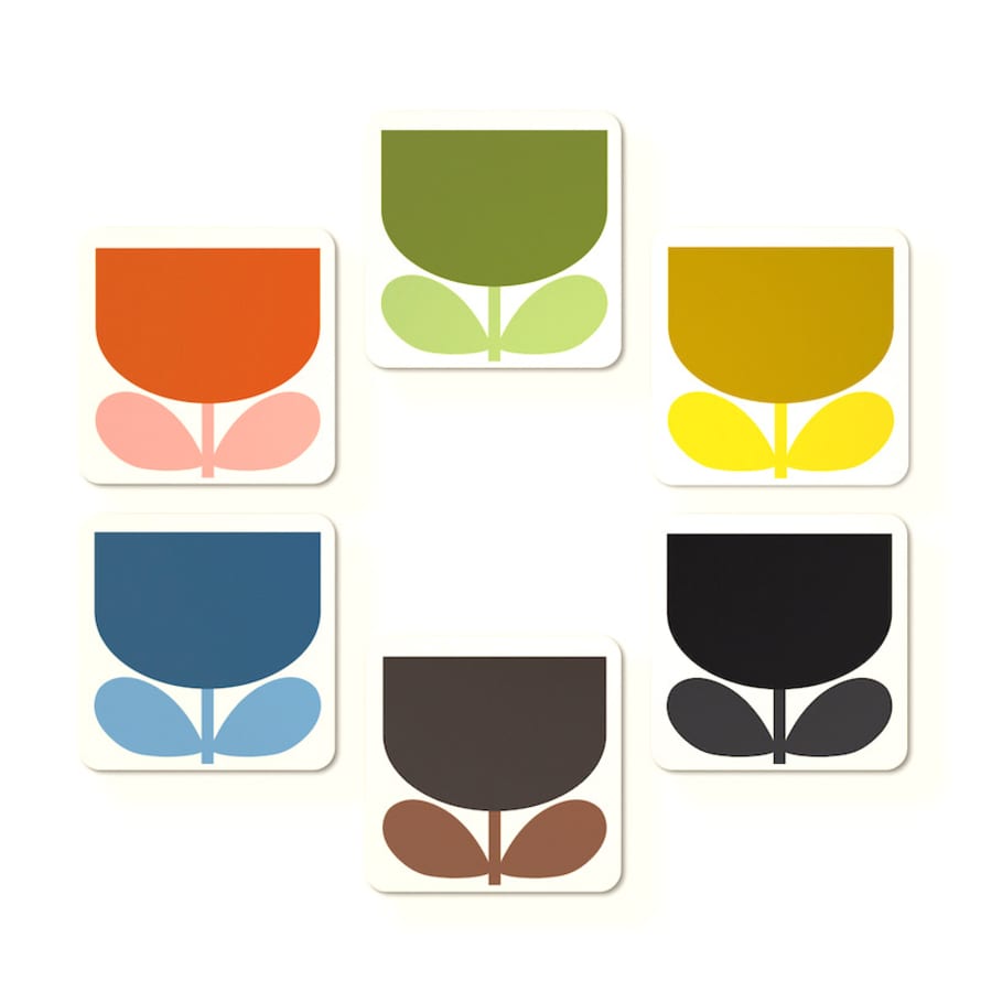Orla Kiely Set Of 6 Block Flower Coasters