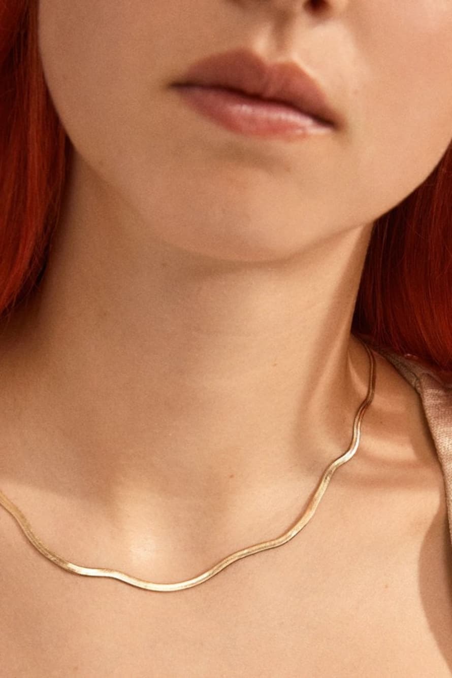 Pilgrim Joanna Flat Snake Chain Necklace In Gold