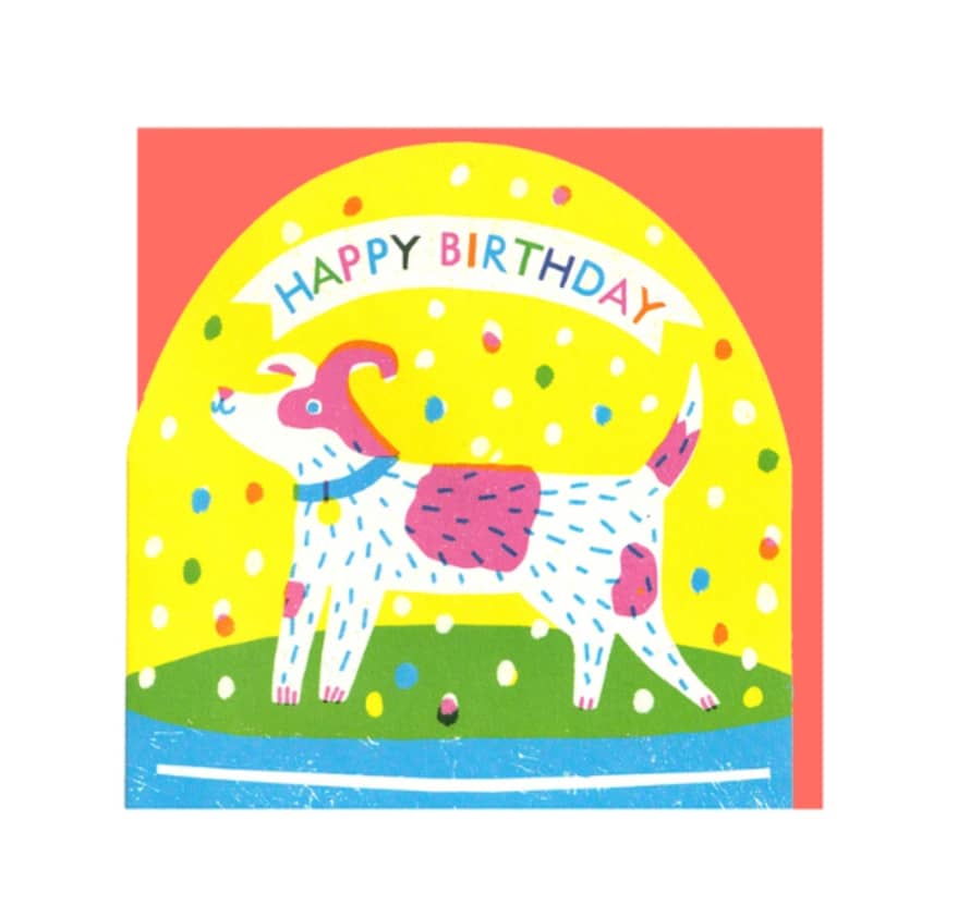 The Printed Peanut Happy Birthday Dog Snowglobe Card