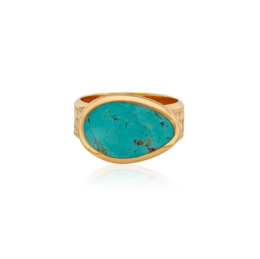 Anna Beck Turquoise Asymmetrical Cocktail Ring Gold
