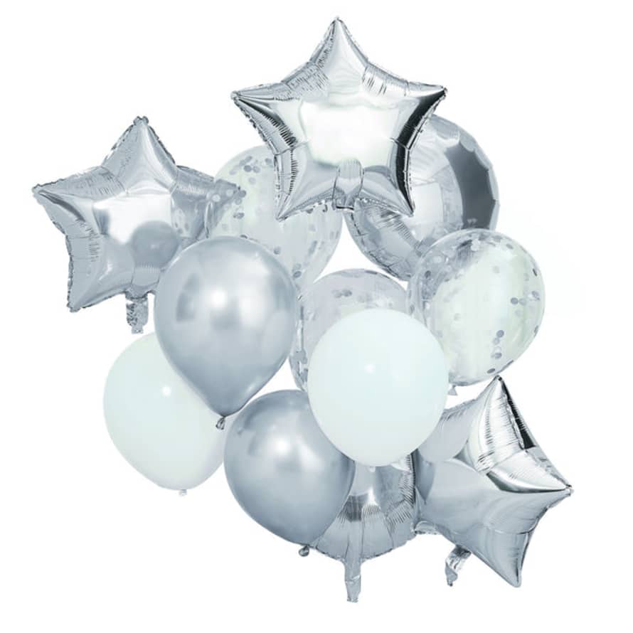 Ginger Ray Metallic Silver Balloons Bundle