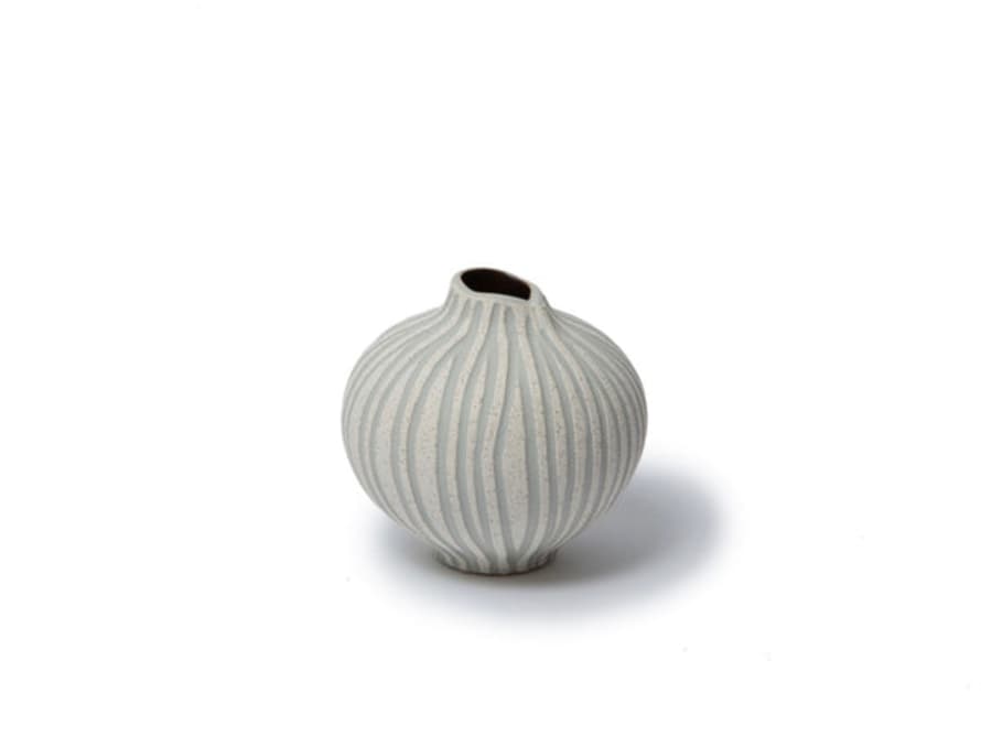Lindform Sand White Stone Stripe Vase - Medium