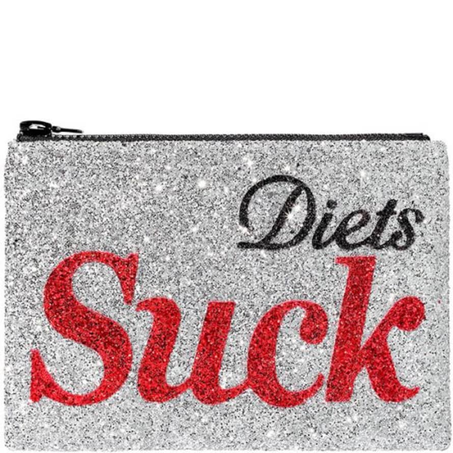 I Know The Queen 'Diets Suck' Glitter Clutch Bag