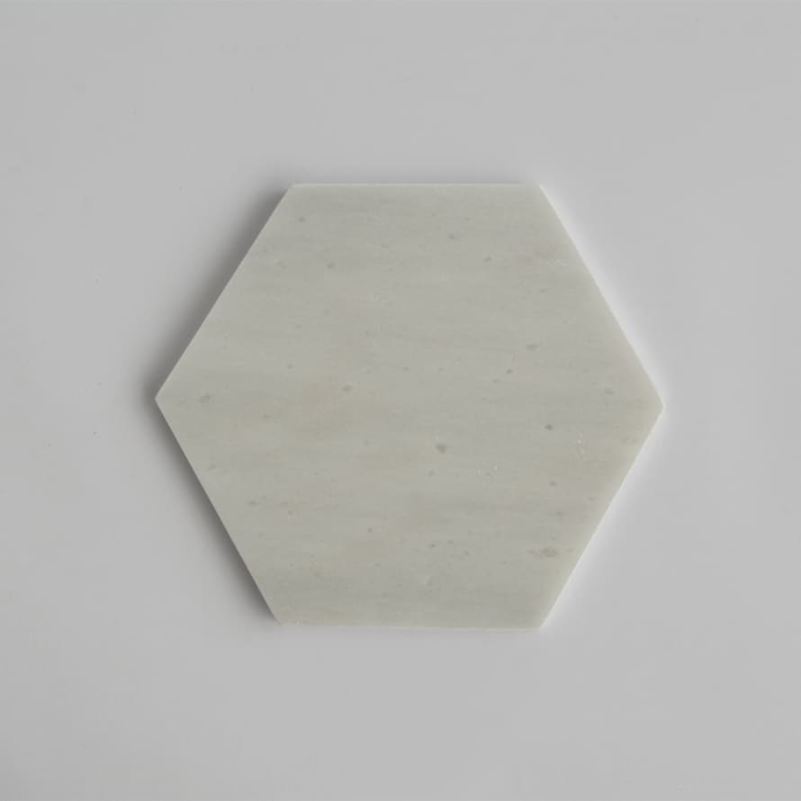 Kiwano Concept White Marble Hexagon Platter Small