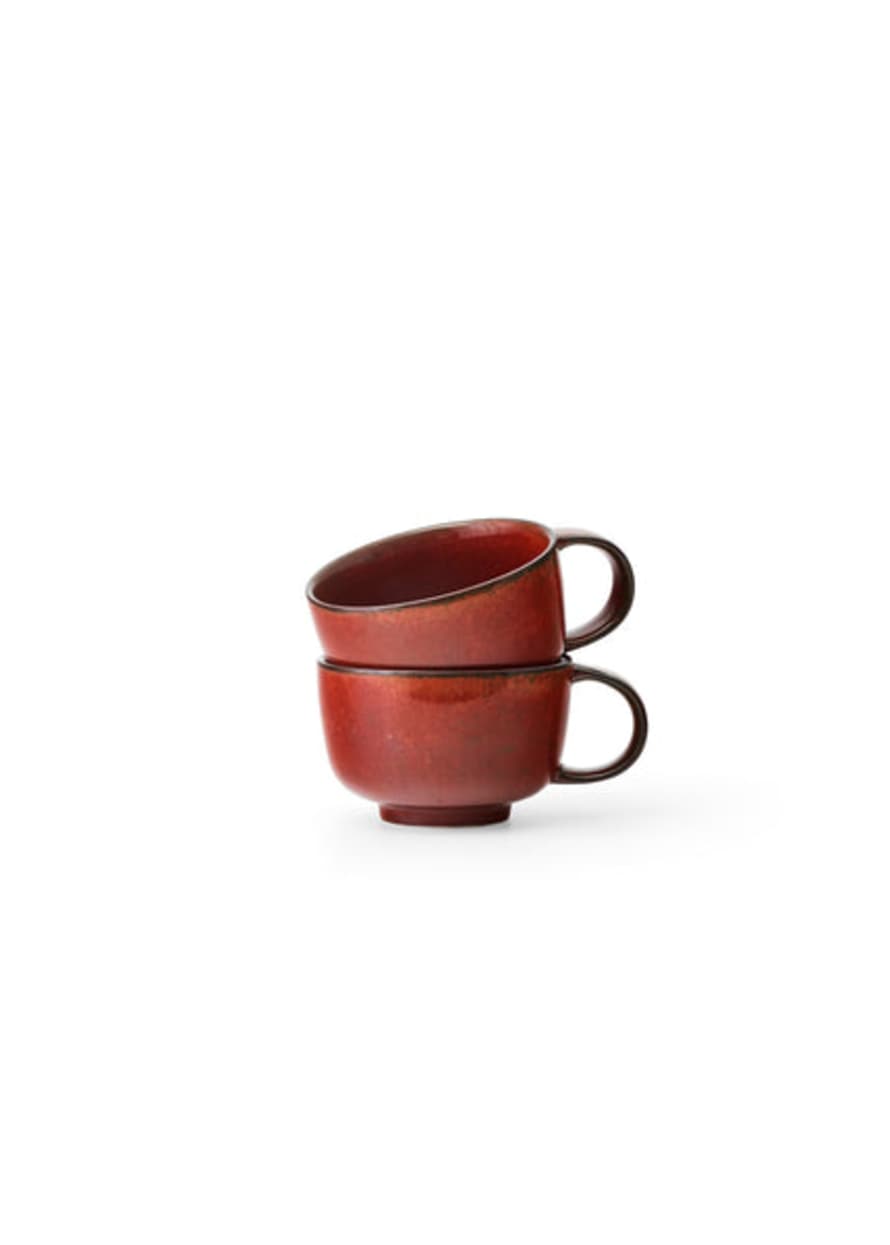AUDO COPENHAGEN 250ml 2pcs Red Glazed New Norm Cup With Handle