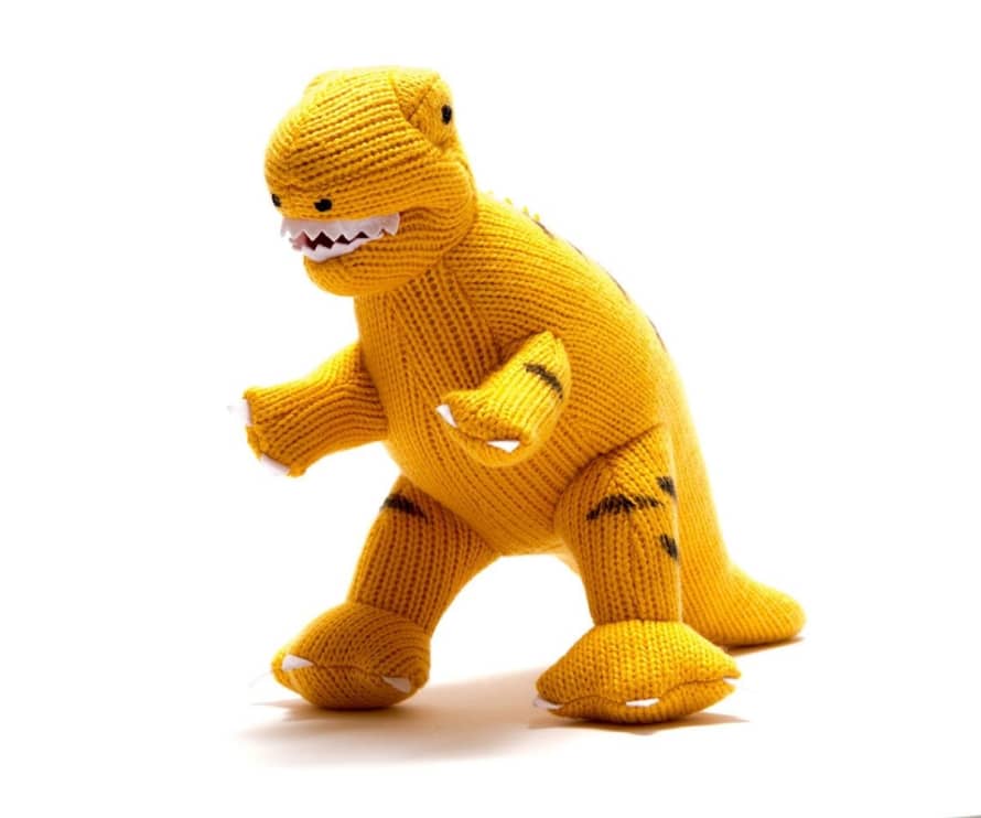 Best Years Knitted T Rex Soft Toy in Yellow