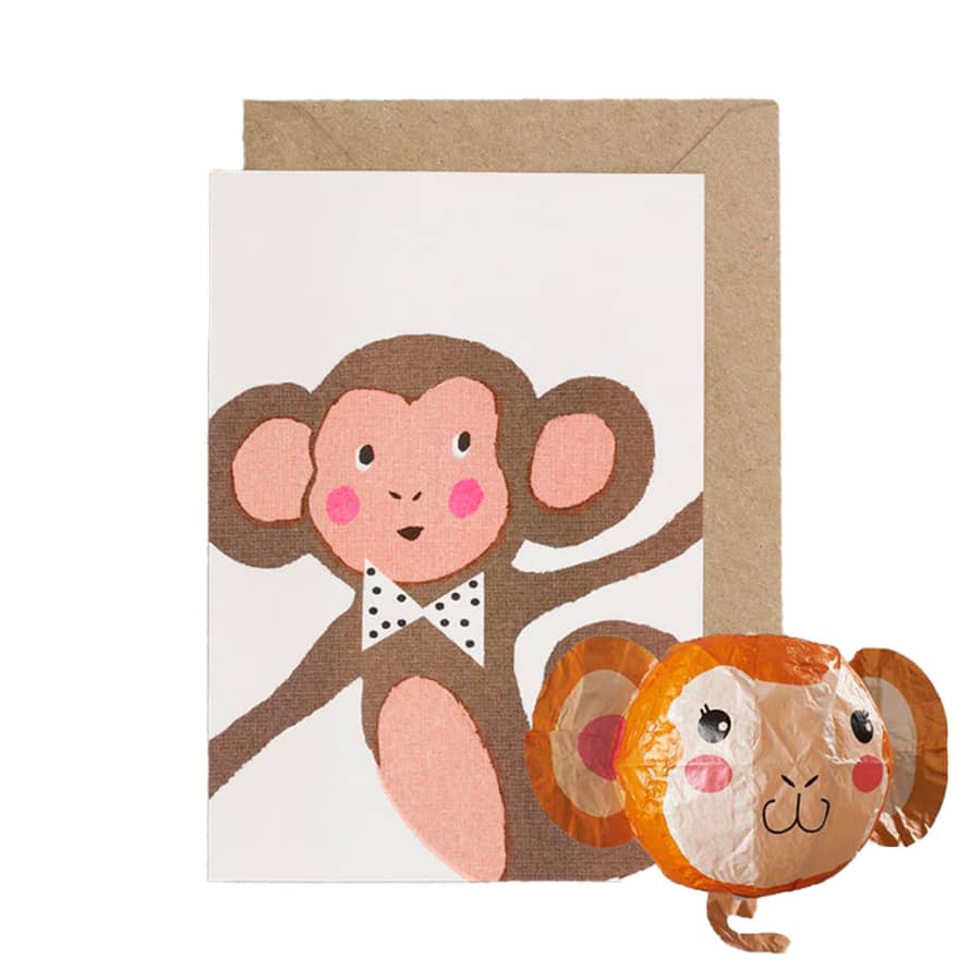 Petra Boase Monkey Japanese Paper Balloon Card