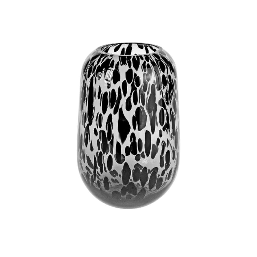 Werner Voss Leopard Pattern Black & Grey Glass Vase