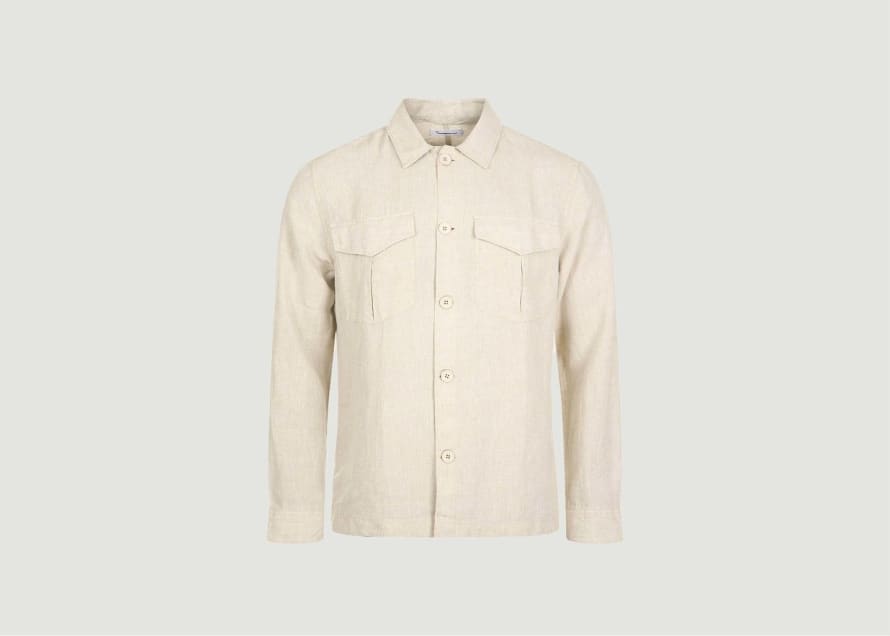 Knowledge Cotton Apparel  Organic Linen Overshirt With Pockets