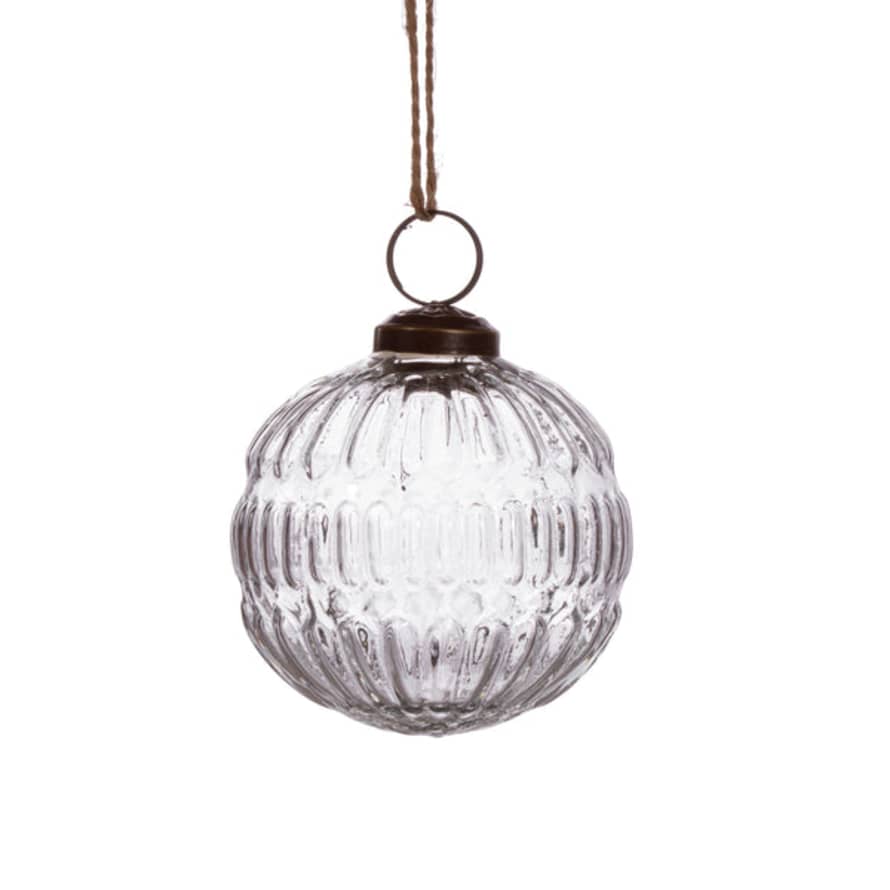 Sass & Belle  Clear Grooved Glass Bauble